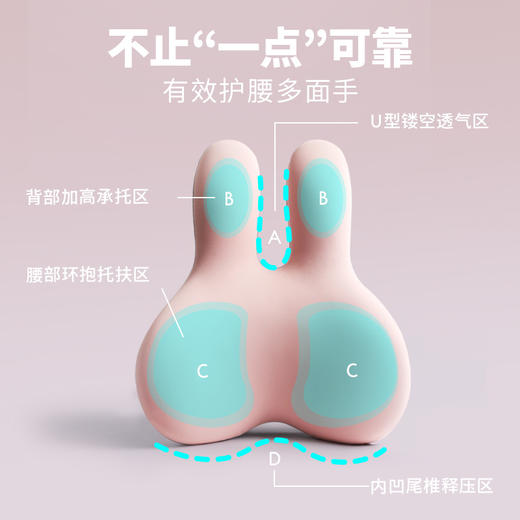 Hnos西诺思大头兔兔子腰靠办公室椅子靠背汽车护腰记忆棉靠垫靠枕 商品图1