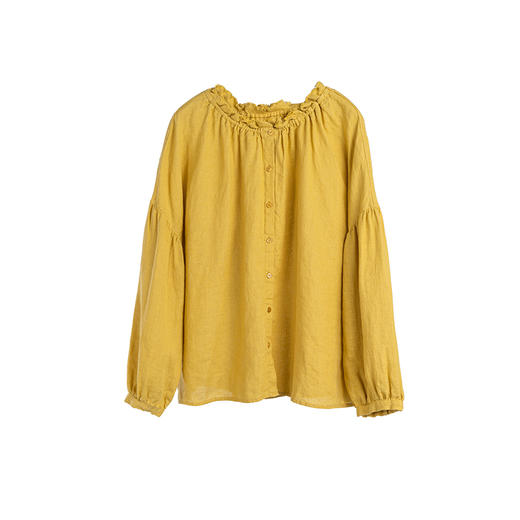 绽放旅行女装535朵/高端汉麻开衫双层毛边开襟系扣落肩宽松长袖衫 商品图4