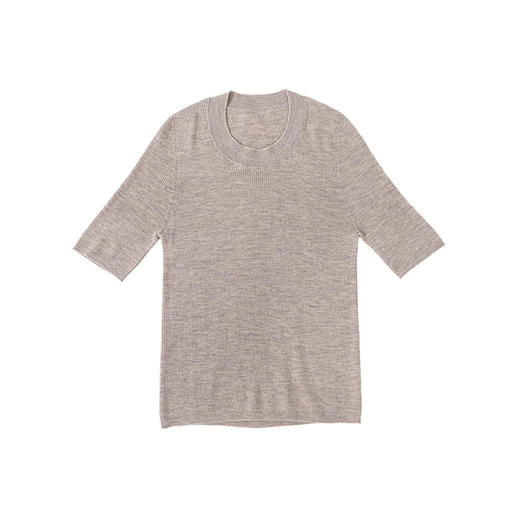 绽放旅行女装604朵/早秋新款纯羊毛高弹力T恤显瘦圆领针织衫短袖 商品图4