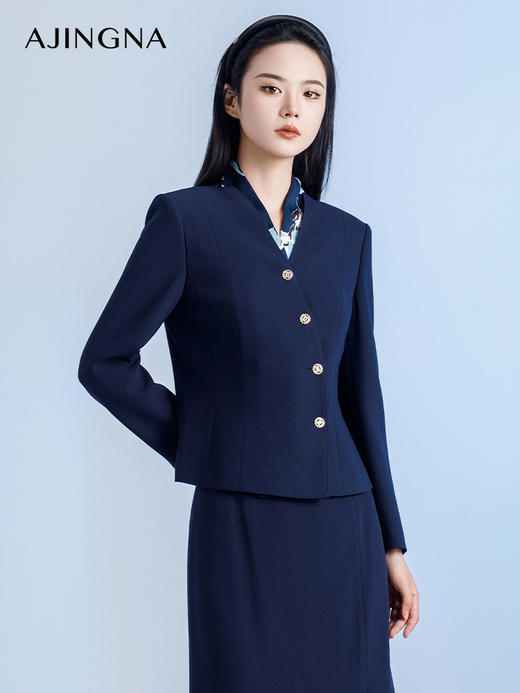 【商场同款】阿菁娜2024秋季新款偏门襟收腰通勤外套A29Q107065 商品图0