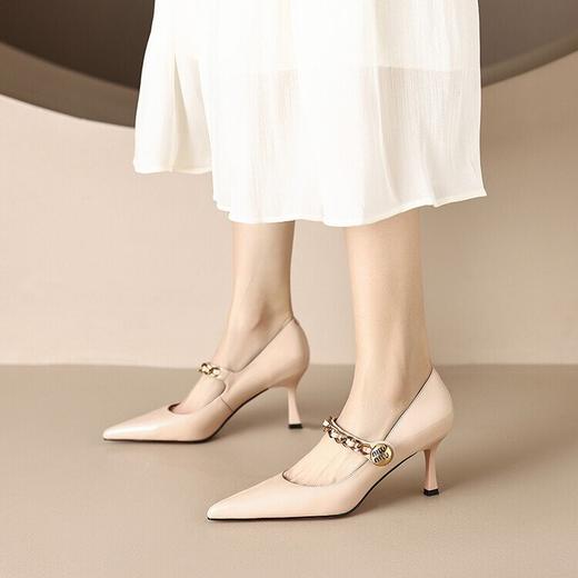 【预售5天】金属链条玛丽珍浅口尖头新款高跟细跟时尚优雅女士单鞋ZF&ZF3503 商品图3