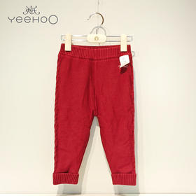英氏-童衣类（秋）D0英毛打底裤 绛红 100CM