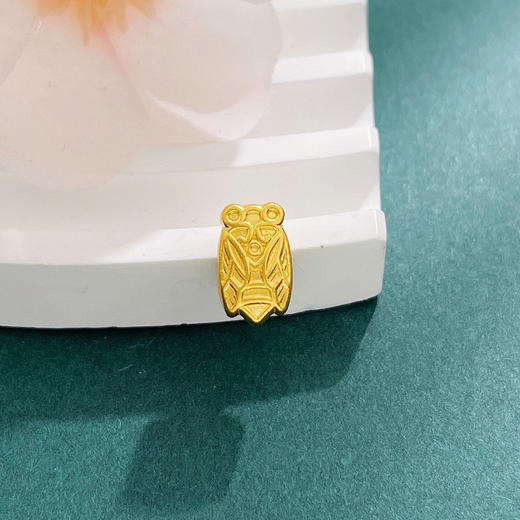 【限时7.5折】【定价黄金】足金 【精品】3D硬金空心仿古法手串配件一鸣惊人知了金蝉转运珠Diy手串配件(AU3DSC00012)（预售产品下单后不退款不退货不换货不补差价） 商品图0