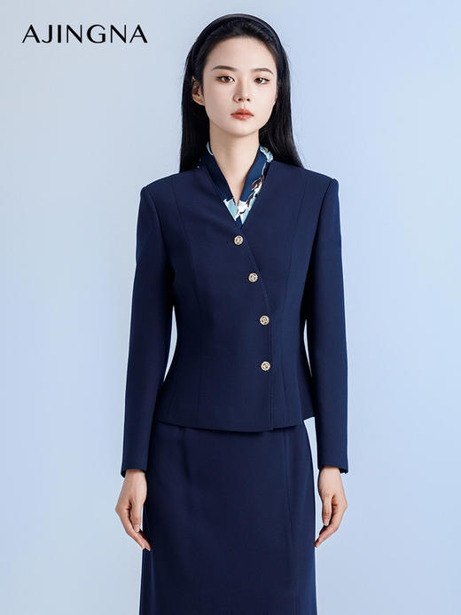 【商场同款】阿菁娜2024秋季新款偏门襟收腰通勤外套A29Q107065 商品图1