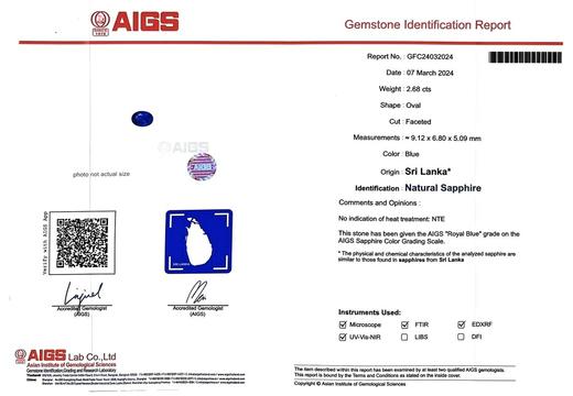 2.68ct 3.03g 蓝宝石吊坠 商品图6