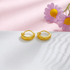 【限时克减150元】足金999.9 双排仿钻耳扣耳圈(ES00638-02)（预售产品下单后不退款不退货不换货不补差价（预售产品下单后不退款不退货不换货不补差价