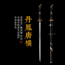 丹凤唐横刀剑 手工传统一体刀剑花纹钢刀剑龙泉沈广隆宝剑 未开刃
