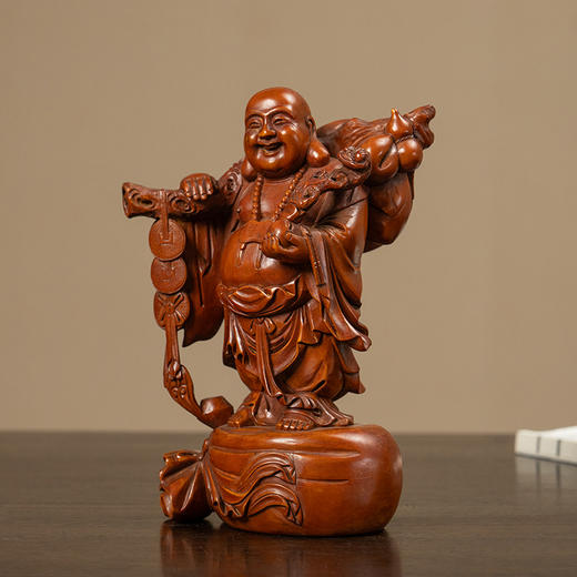 二十世纪 黄杨木雕弥勒佛摆件 商品图0