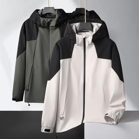 【新款DNY】大依优型大码男装连帽夹克加肥加大休闲夹克胖子宽松防风外套上衣