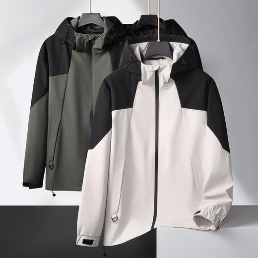 【新款DNY】大依优型大码男装连帽夹克加肥加大休闲夹克胖子宽松防风外套上衣 商品图0