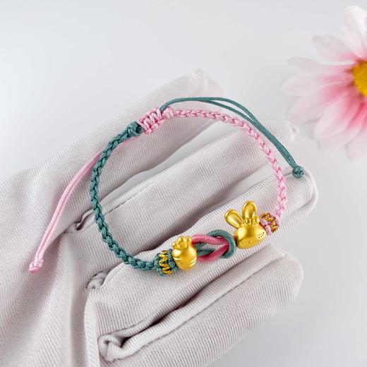 【限时7.5折】【定价黄金】足金 #生肖 无氰5D硬金兔年生肖手串兔子爱萝卜莫相离绳结调节彩绳手链成品手串(AA5DSC00520)【补手工费可以换新的绳子】预售产品下单后不退款不退货不换货不补差价 商品图3