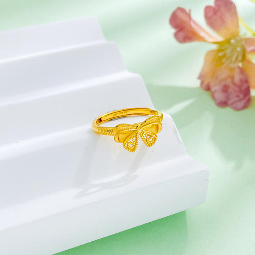 【限时克减150元】足金999.9 #在逃公主 实心活口戒指在逃公主女戒蛇骨艺术臂少女心蝴蝶结女戒活口女戒(AUWZJZ00002)（预售产品下单后不退款不退货不换货不补差价 商品图2