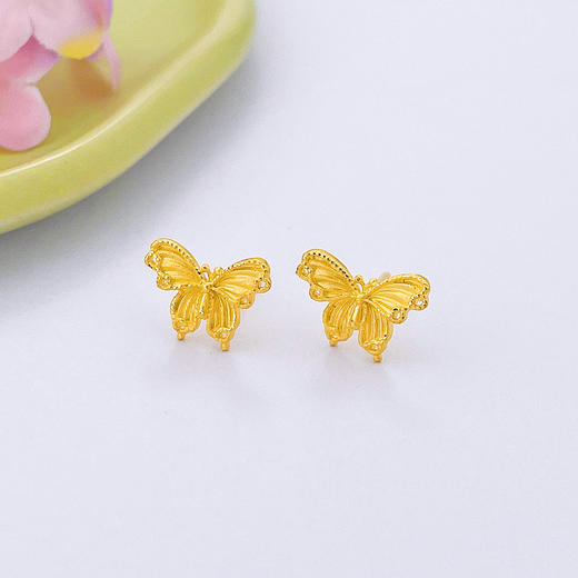 【限时克减128元】足金999.9 #九紫离火 缤纷蝴蝶耳钉（配胶塞）(ES00585)（预售产品下单后不退款不退货不换货不补差价）（预售产品下单后不退款不退货不换货不补差价） 商品图0