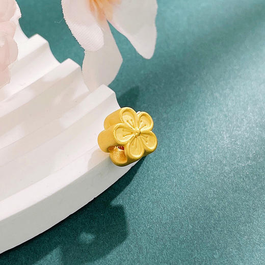 【限时7.5折】【定价黄金】足金 #招桃花 【精品】3D硬金空心相遇美好桃花樱花花卉转运珠手串配件Diy手串配件(AU3DSC00005)（预售产品下单后不退款不退货不换货不补差价） 商品图1