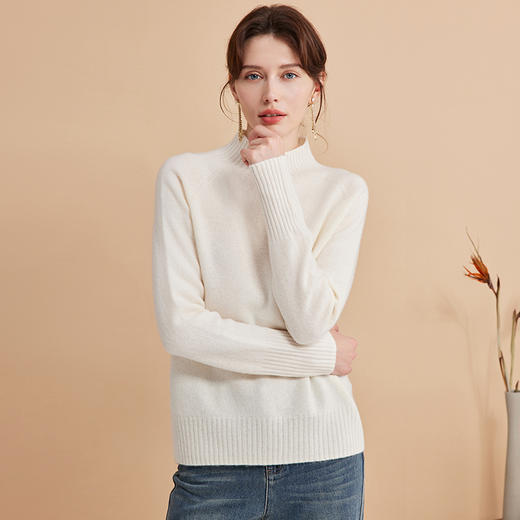 EITIE爱特爱秋季新款100%绵羊毛舒适高领百搭打底基础针织衫D2401411 商品图3