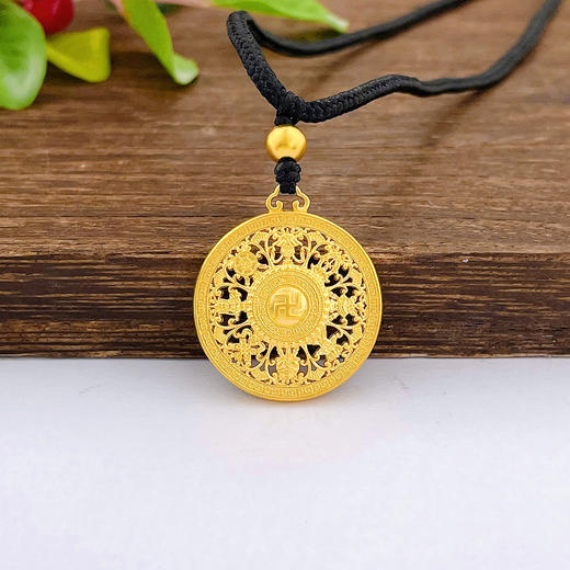 【限时克减128元】足金 #八宝罗盘 #古法挂绳空心镂空万福八宝罗盘吊坠（面宽约26.3*22.7mm，含珠子）(ANWZGFDZ00200-15)预售产品下单后不退款不退货不换货不补差价 商品图1