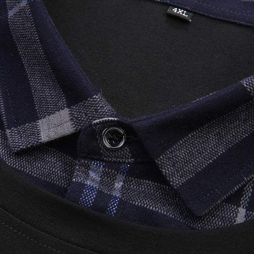 【假两件】【新款DDA】大依优型大码男士假两件长袖T恤商务休闲上衣加肥加大胖子舒适 商品图3