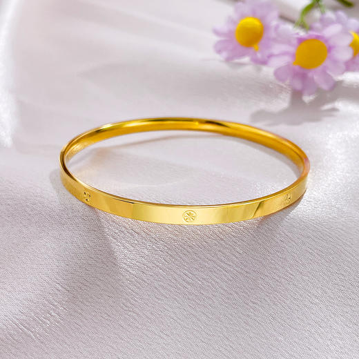 【限时克减150元】足金999.9 【精品】空心固口手镯镜面金车花米字手镯（面宽约3.5-3.9mm，厚约1.7mm)(AISZ00646-2)（预售产品下单后不退款不退货不换货不补差价） 商品图0