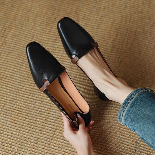 【预售5天】气质粗跟里外软皮，低跟方头通勤休闲鞋单鞋LD&6875 商品图3