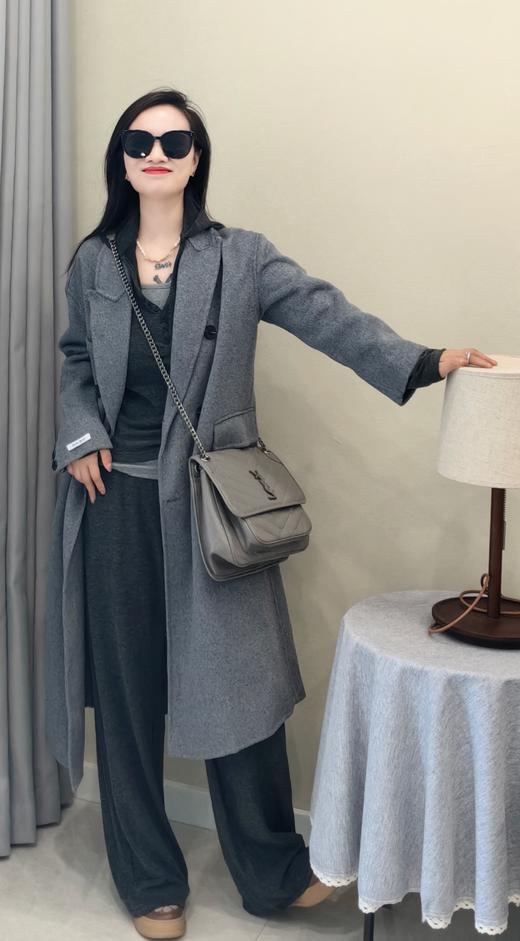 工厂反季清仓韩国订单高级灰双面羊毛大衣 商品图11