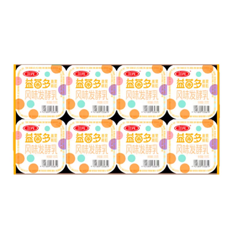 【自提-低温】益菌多黄桃果粒风味发酵乳125g*8