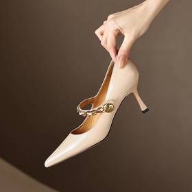 【预售5天】金属链条玛丽珍浅口尖头新款高跟细跟时尚优雅女士单鞋ZF&ZF3503