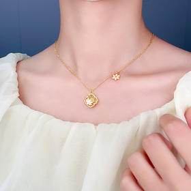 【限时克减150元】足金999 古法调节镂空花丝低温珐琅花形吊饰渐变七彩莲花花形套链(YGFTL00077)（预售产品下单后不退款不退货不换货不补差价