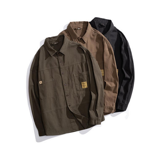 【新款DMH】大依优型大码翻领衬衫外套男宽松加肥加大码上衣夹克运动潮流 商品图2