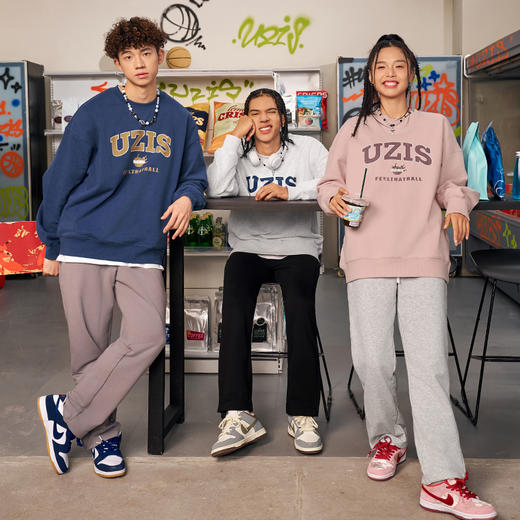 有志者UZIS重磅纯棉圆领上衣男美式复古篮球有志青年运动卫衣火种 商品图4