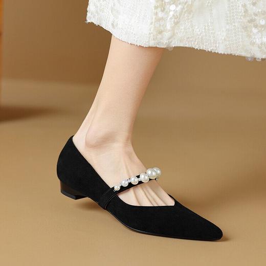 【预售5天】2024新款春秋法式银色玛丽珍鞋女尖头平底鞋女软底舒适浅口单鞋女NJMK&K878 商品图0