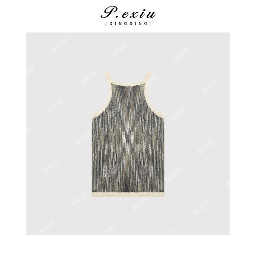 04-3潘依绣丁丁宠粉PanYiXiu/潘依绣夏日氛围感花纱撞色针织吊带背心 ZZ0569 商品图2