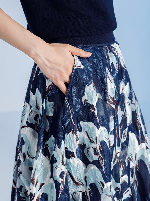 【商场同款】阿菁娜2024秋季新款提花伞摆质感半裙A30Q113009 商品图3