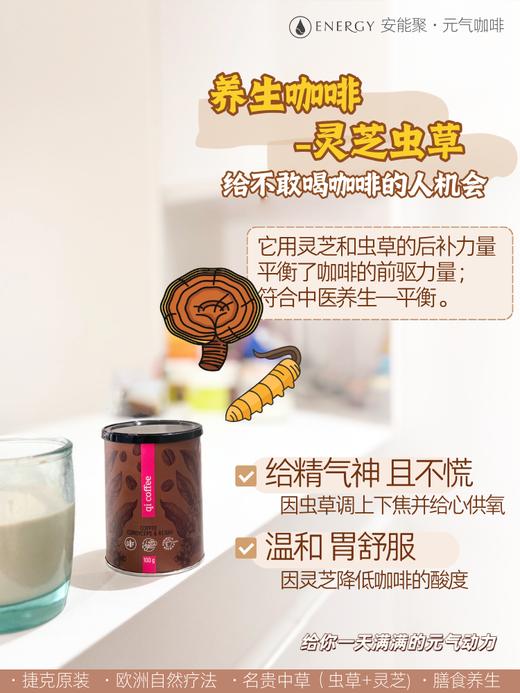 捷克安能聚QI气咖啡粉含虫草灵芝 补充能量/有益心血管/提神补气 不易心慌100g 日期26年11月 商品图7