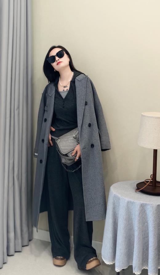 工厂反季清仓韩国订单高级灰双面羊毛大衣 商品图12