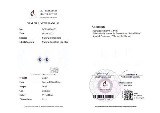 1.6ct 蓝宝石耳钉 商品图5