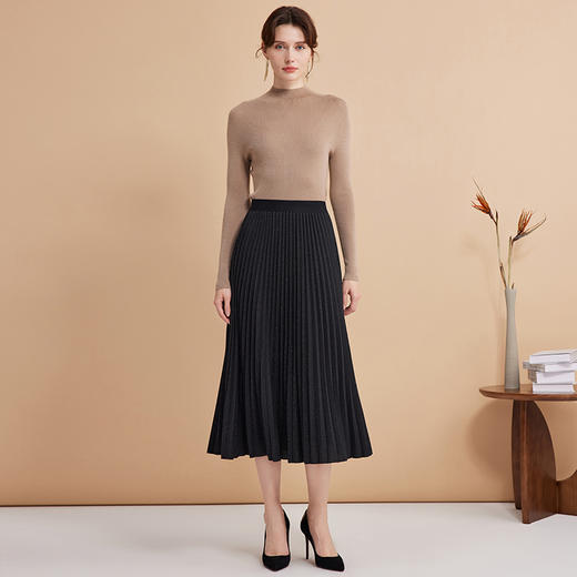 EITIE爱特爱秋季新款舒适柔软打底纯色基础款半高领100%绵羊毛针织衫D2401417 商品图2