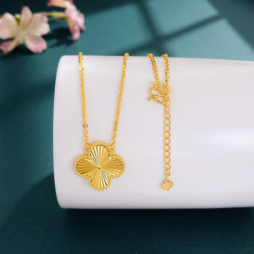 【限时克减98元，工费7折】足金999.9 【精品】空心调节小幸运镭射四叶草花形套链（面宽约：19.1-19.5mm，厚约3.3mm)(TL00562-02)（预售产品下单后不退款不退货不换货不补差 商品图0