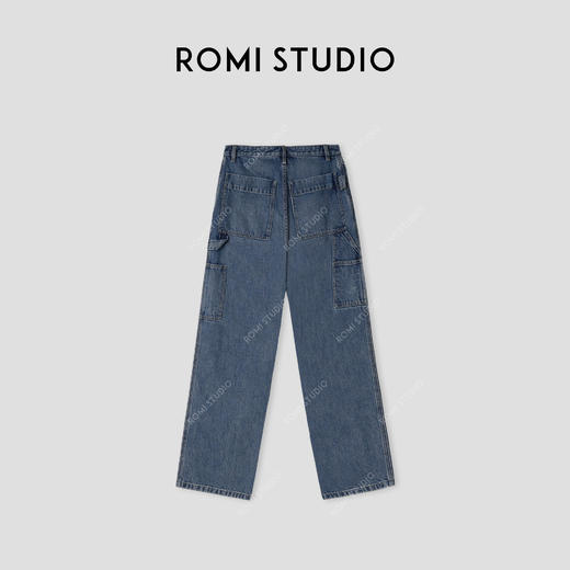 ROMI STUDIO“机场牛仔”100%竹节棉洗水肌理感直筒牛仔裤 431N2008 商品图0
