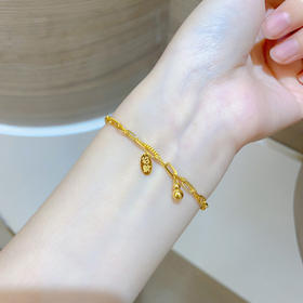【限时克减150元】足金999 #葫芦 #招财进宝 （足金999字印）5G黄金双层调节手链招财葫芦吊饰手链(5GSL00676)补差价）预售产品下单后不退款不退货不换货不补差价