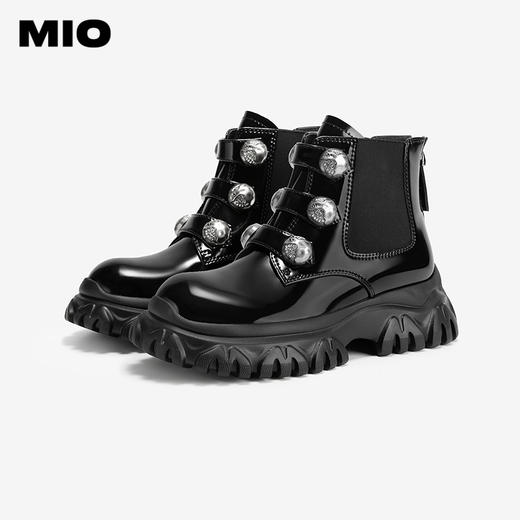 MIO米奥冬季时尚潮流马丁靴酷飒圆头显高短筒百搭女靴M245614446 商品图2