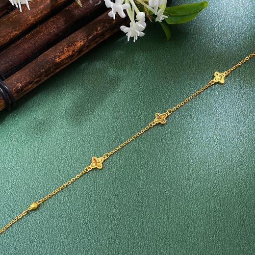 【限时克减150元】足金999 5G黄金三花调节手链鱼鳞四叶花调节手链(AG5GSL00151)（预售产品下单后不退款不退货不换货不补差价） 商品图1