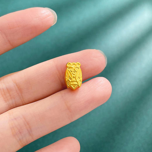 【限时7.5折】【定价黄金】足金 【精品】3D硬金空心仿古法手串配件一鸣惊人知了金蝉转运珠Diy手串配件(AU3DSC00012)（预售产品下单后不退款不退货不换货不补差价） 商品图2