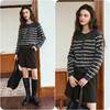 OLrain欧芮儿法式条纹撞色针织衫女秋季2024新款圆领通勤上衣 商品缩略图1