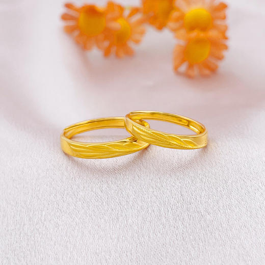 【限时克减150元】足金999 #情侣日常 5G黄金实心活口戒指金枝玉叶叶子情侣对戒/对(AG5GQLJ00029)（预售产品下单后不退款不退货不换货不补差价） 商品图1