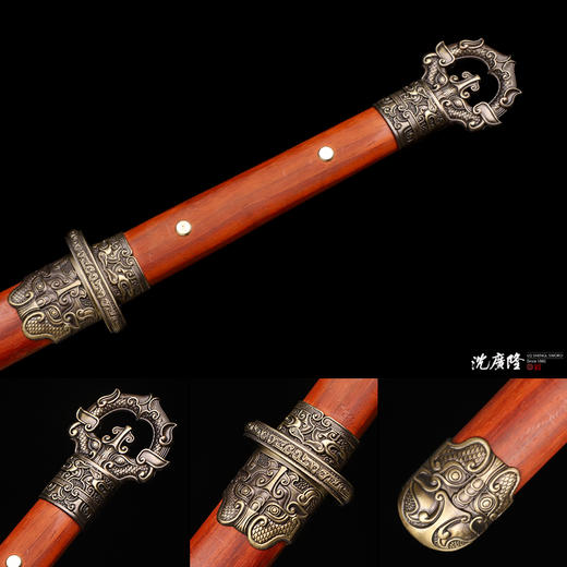 华夏唐横刀剑 唐横刀剑 传统手工宝剑 龙泉沈广隆一体剑 未开刃 商品图4