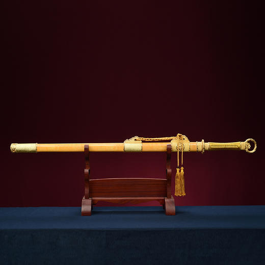 包金丝绒归真环首刀剑手工传统一体刀剑花纹钢刀剑龙泉沈广隆宝剑  未开刃 商品图2