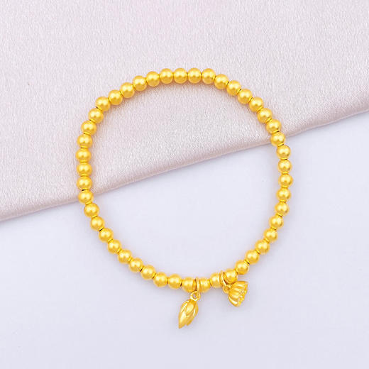 【限时克减150元】足金999.9 #两世欢 # 古法两世欢手串圆珠弹力绳手串（珠约3.8mm，周长约16-17cm）(AVGFSCW00007)补差价）预售产品下单后不退款不退货不换货不补差价 商品图1