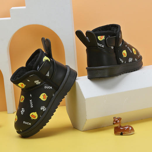 【贴心加绒 带来温暖~】冬季新款 儿童雪地靴 男童防水加厚宝宝棉鞋 软底女童加绒保暖童棉靴-QQ 商品图1