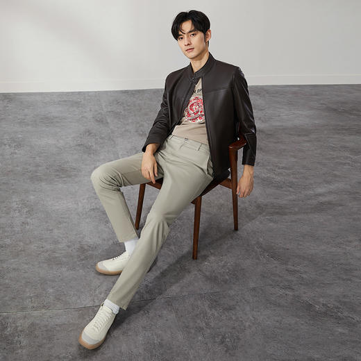 【绵羊皮】柒牌真皮立领皮衣男2024秋冬新款商务休闲男士防风外套	127J70450 商品图3