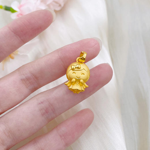 【限时7.5折】【定价黄金】足金 #卡通 #儿童/宝宝 【精品】3D硬金空心天使宝宝吊坠幸运小天使卡通吊坠(AR3DDZ00151)（预售产品下单后不退款不退货不换货不补差价） 商品图3